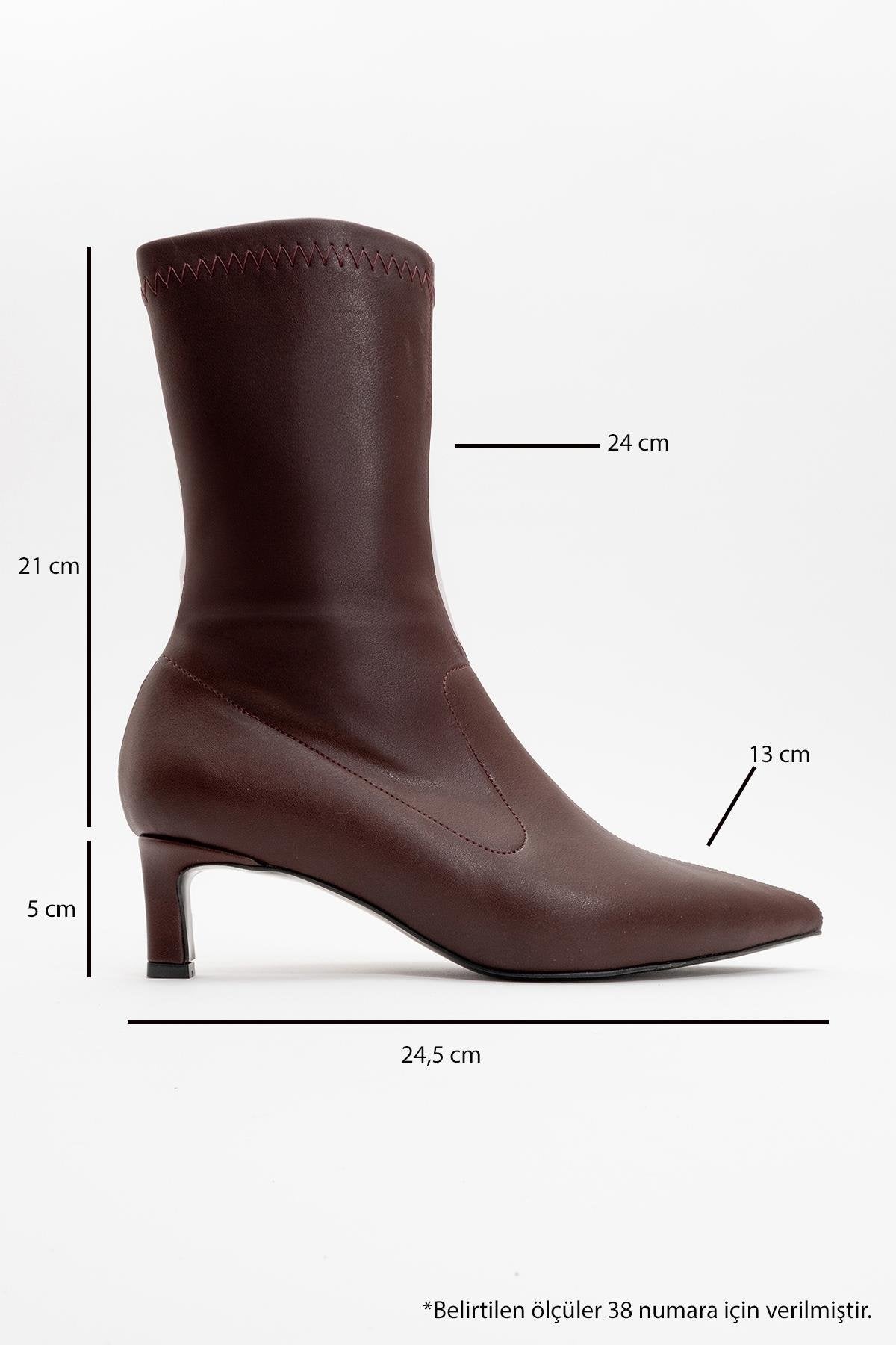 Lewin Burgundy Pointed Toe Stiletto Boot – back view showing leather, red, SimmiUnique