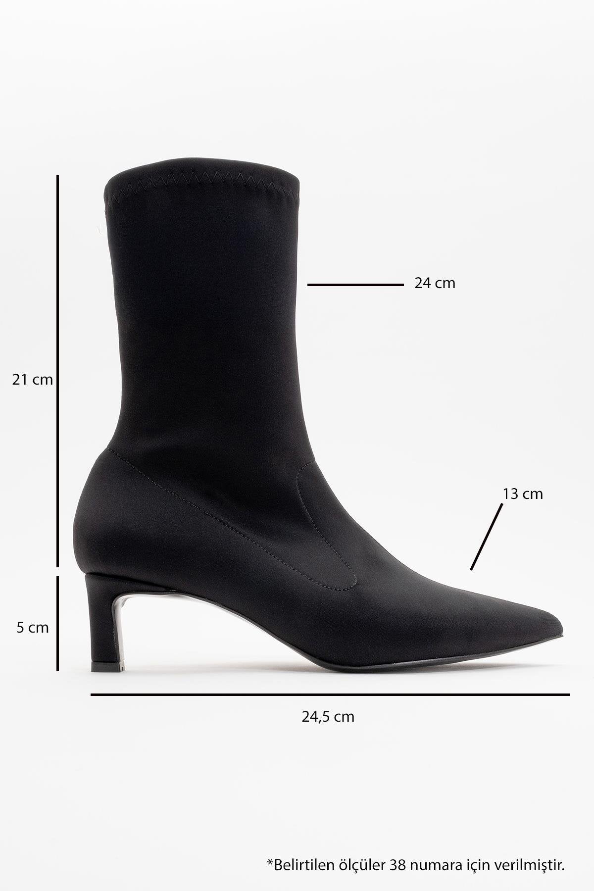 Lewin Black Stretch Pointed Toe Stiletto Boot – back view showing leather, black, red, SimmiUnique