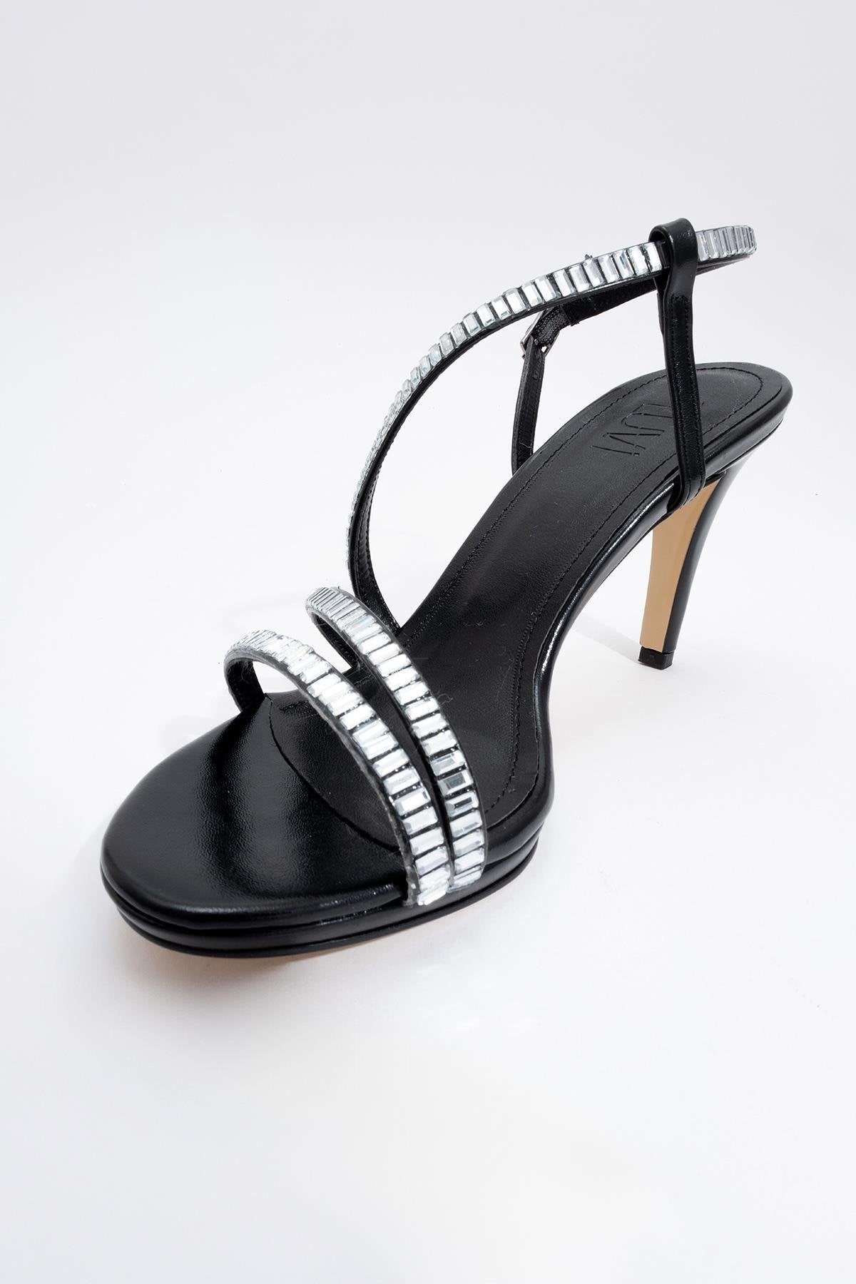 Nuevo - Black Jeweled High-Heel Dress Shoe – side view showing leather, black, SimmiUnique
