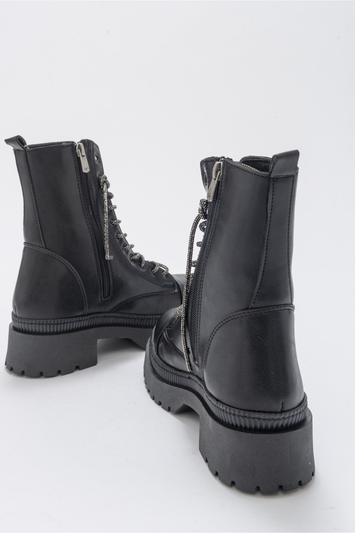 Abet - Black Boot – top view showing leather, black, SimmiUnique