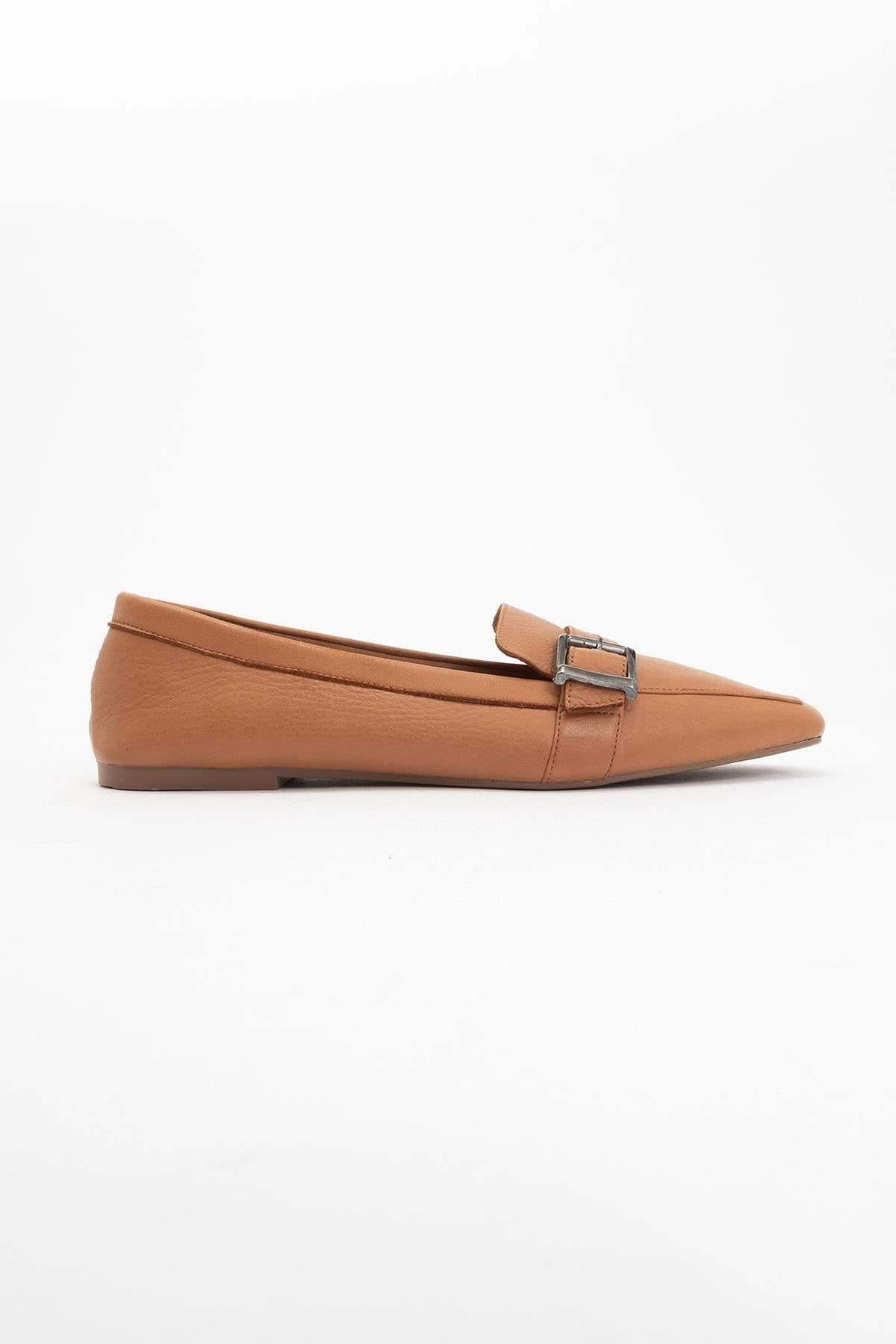 Periwinkle - Cognac Brown Leather Loafers – back view showing leather, red, SimmiUnique