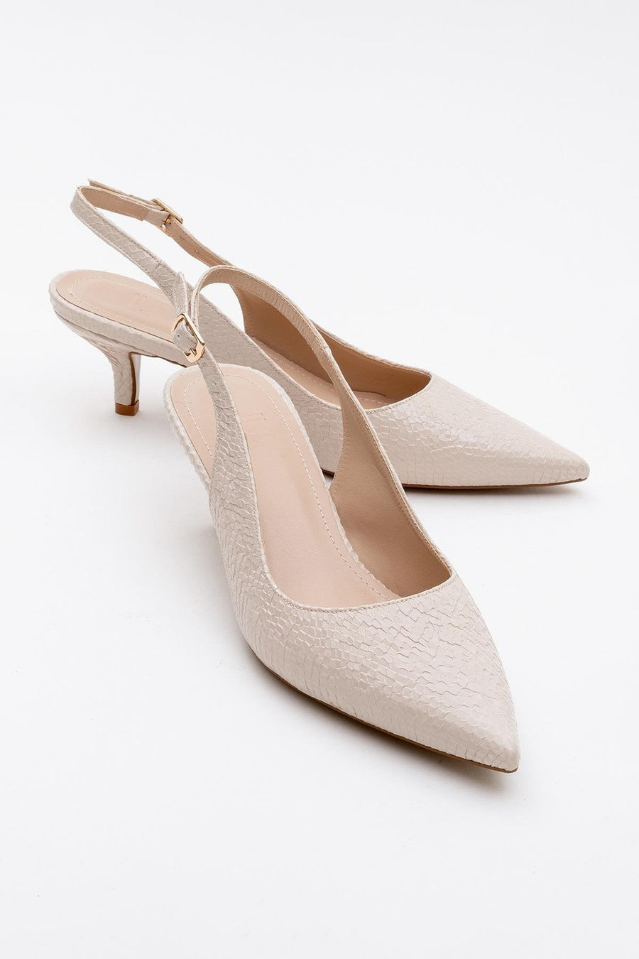 Value - Beige Patterned Heeled Shoe