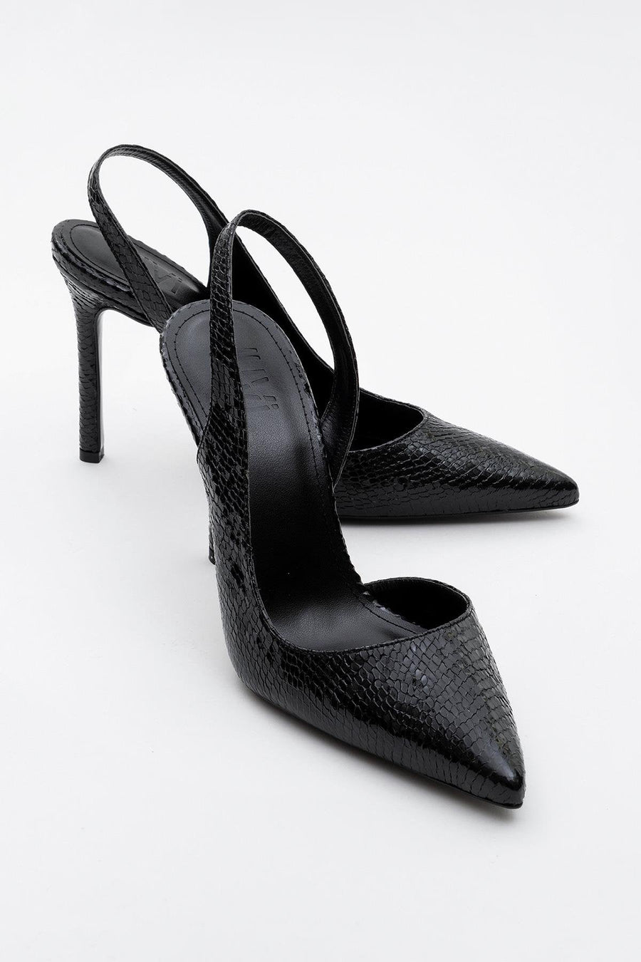 Twine - Black Patterned Heeled Shoe