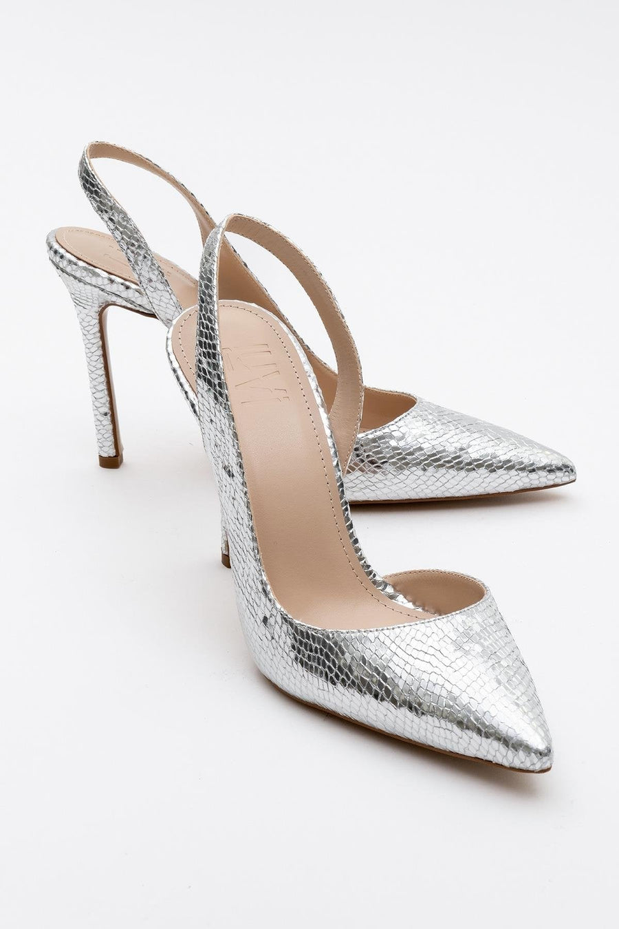 Twine - Silver Patterned High Heel