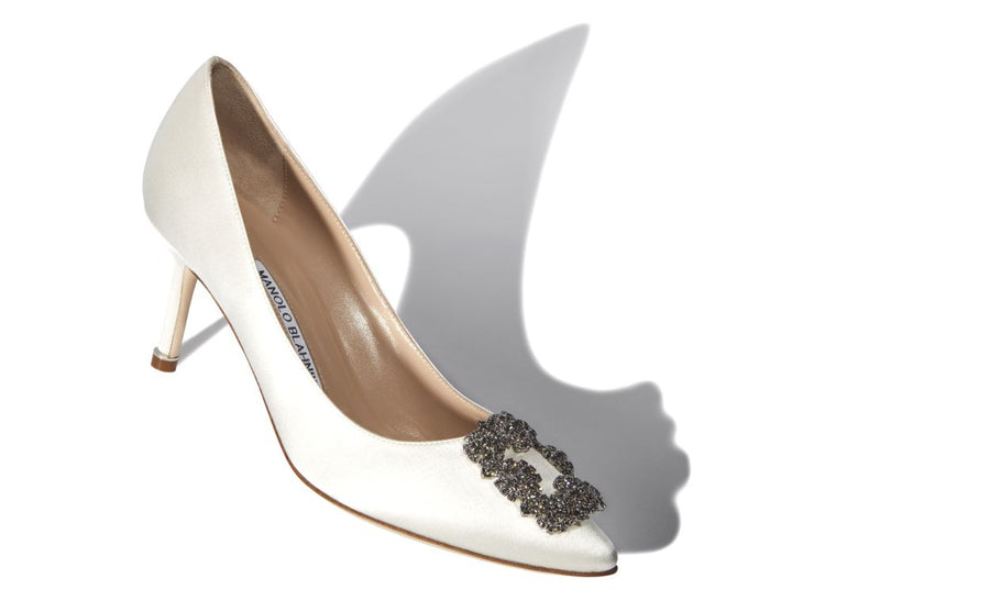 Cressida Belle White Jewel Buckle Pumps