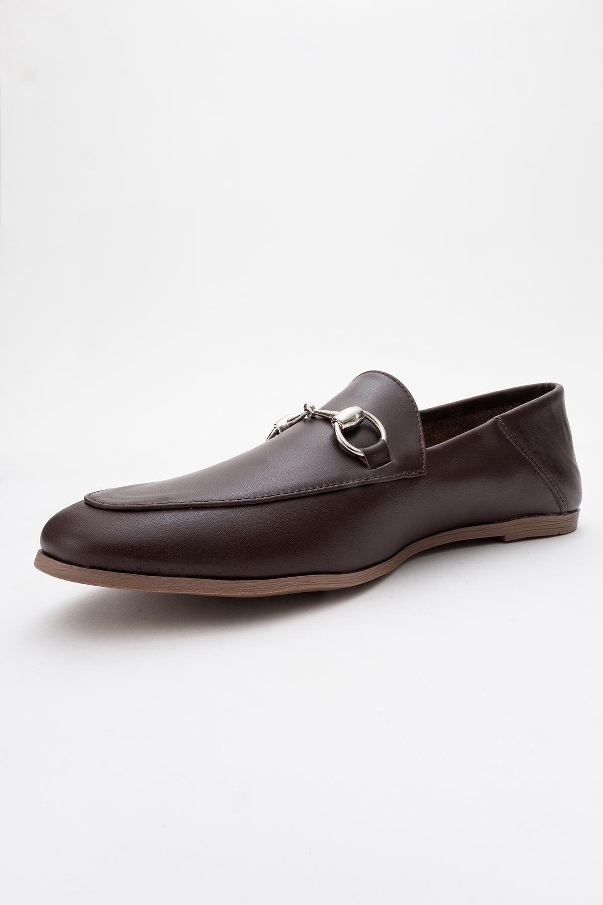 Penny - Brown Leather Horsebit Loafers – top view showing leather, suede, SimmiUnique