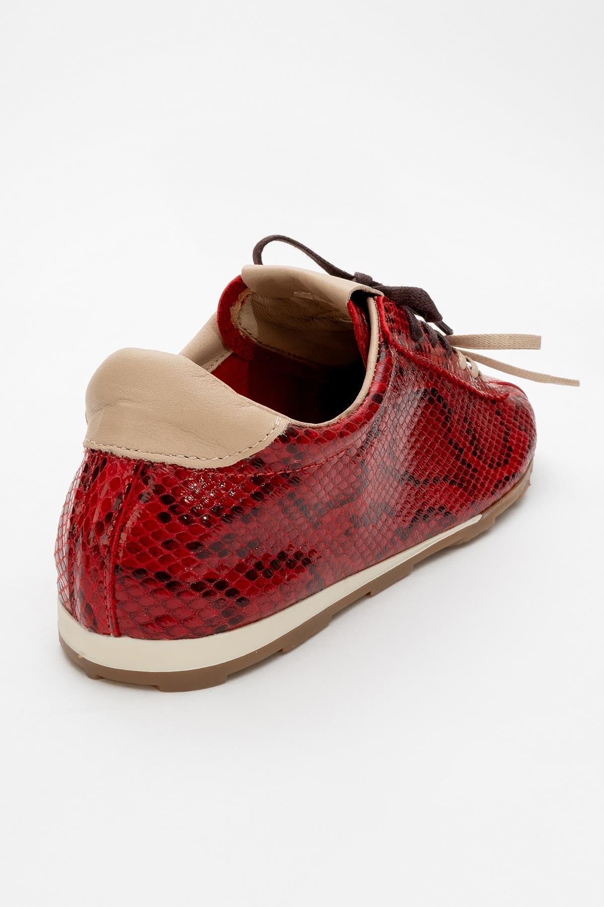 Crea - Red Leather Sneakers – back view showing leather, red, SimmiUnique