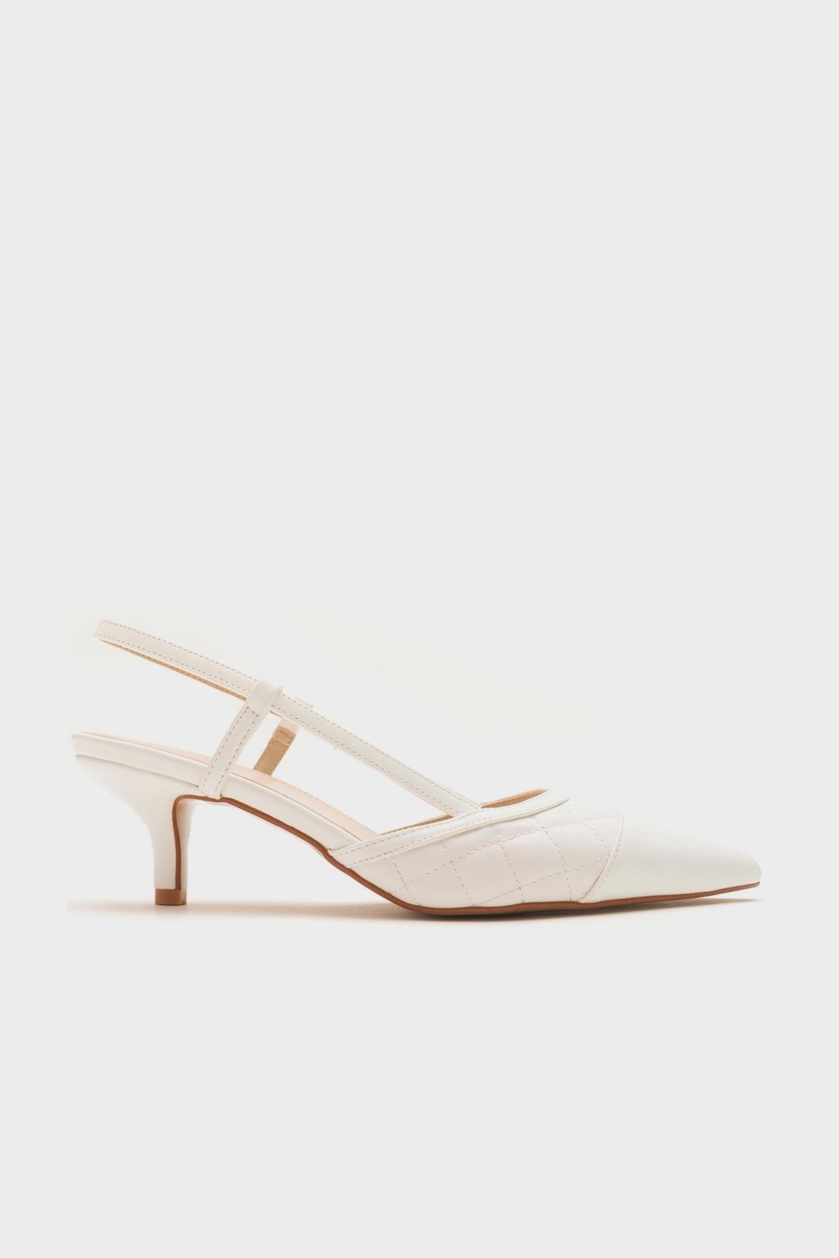 Point - White Heeled Shoe – top view showing leather, white, SimmiUnique