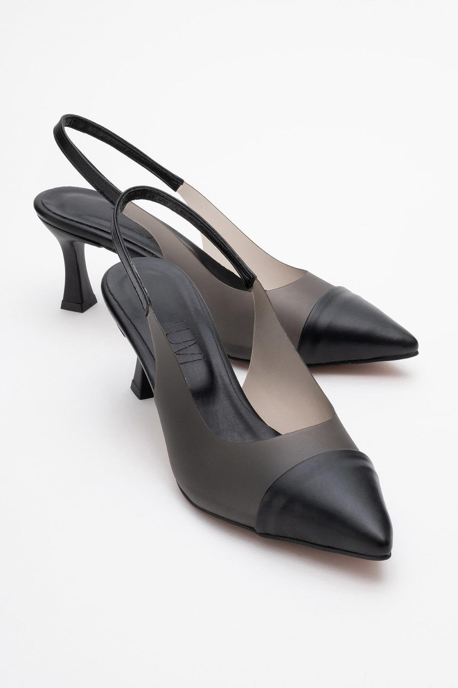 Moore - Black Transparent Open Back Pointed Toe Pump