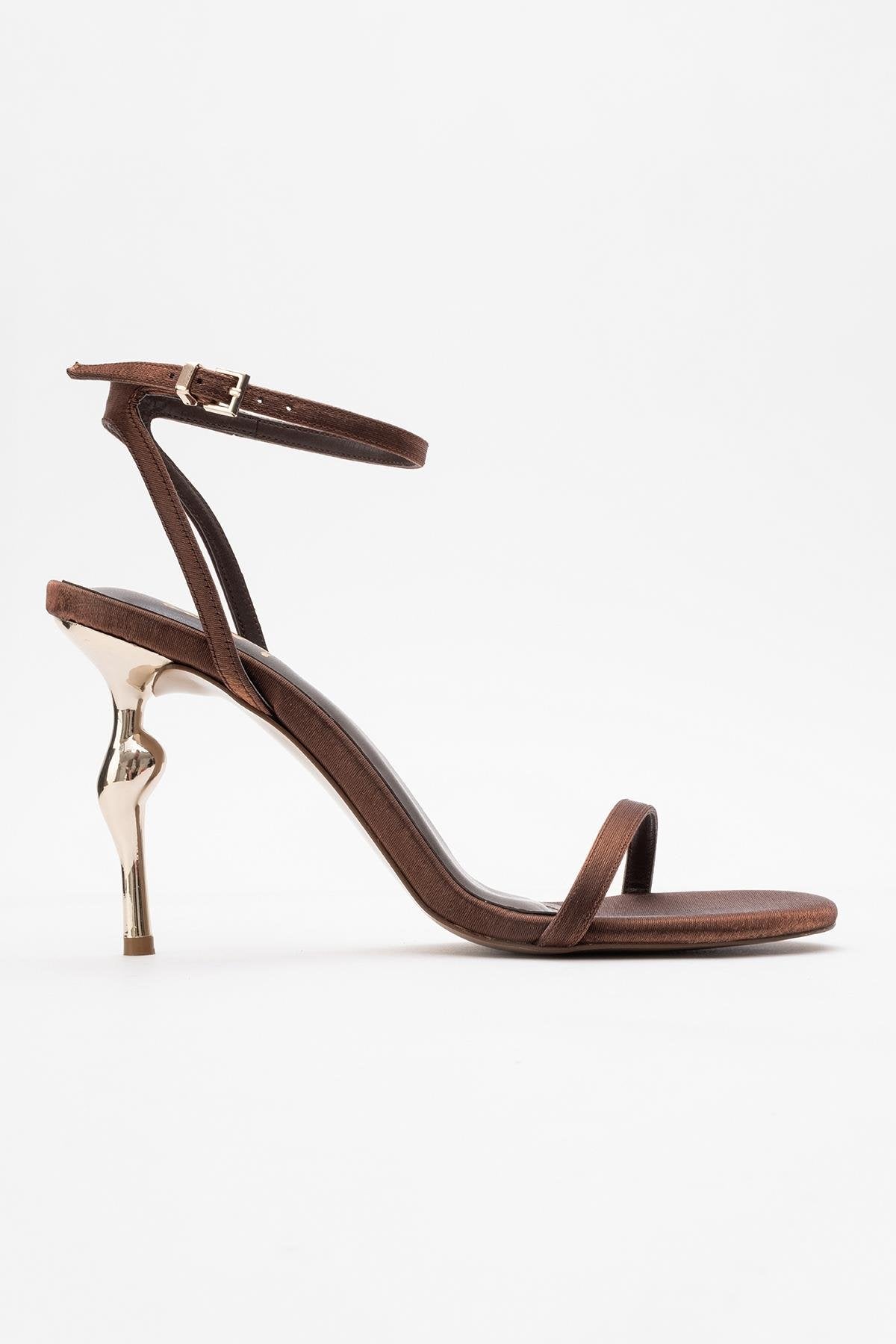 Jasmin - Cognac Satin Stiletto Pump – top view showing satin, leather, SimmiUnique