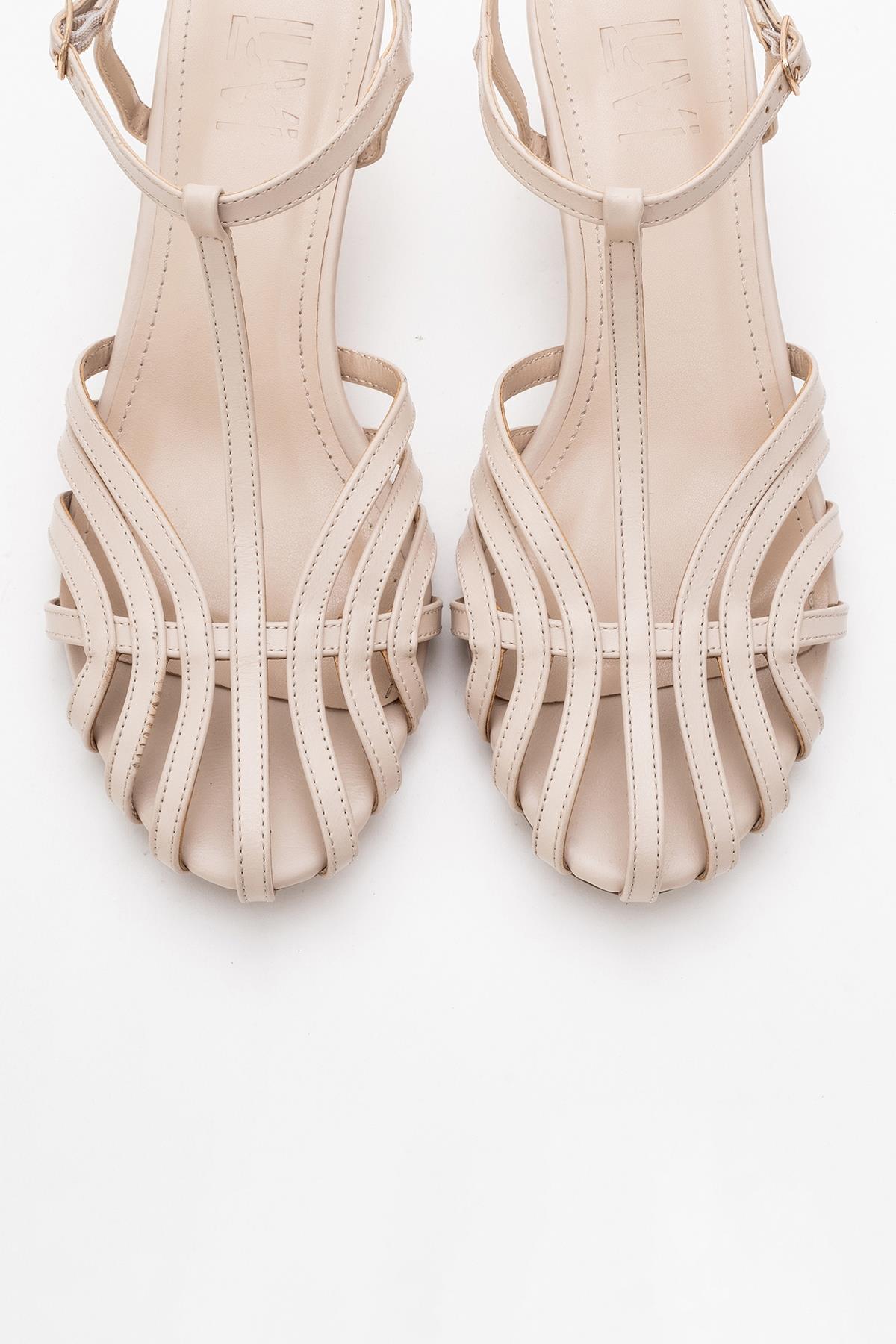 Felip - Off-White Strappy Low Heel Sandal – side view showing leather, white, SimmiUnique