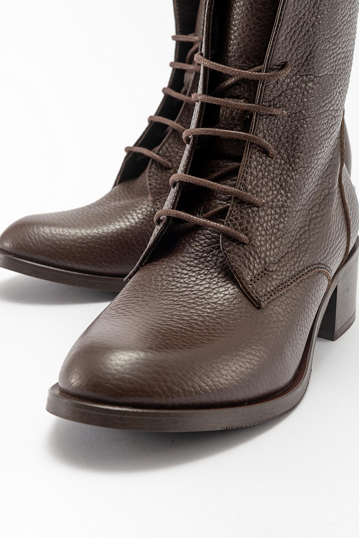 Lana Brown Leather Boot – back view showing leather, SimmiUnique