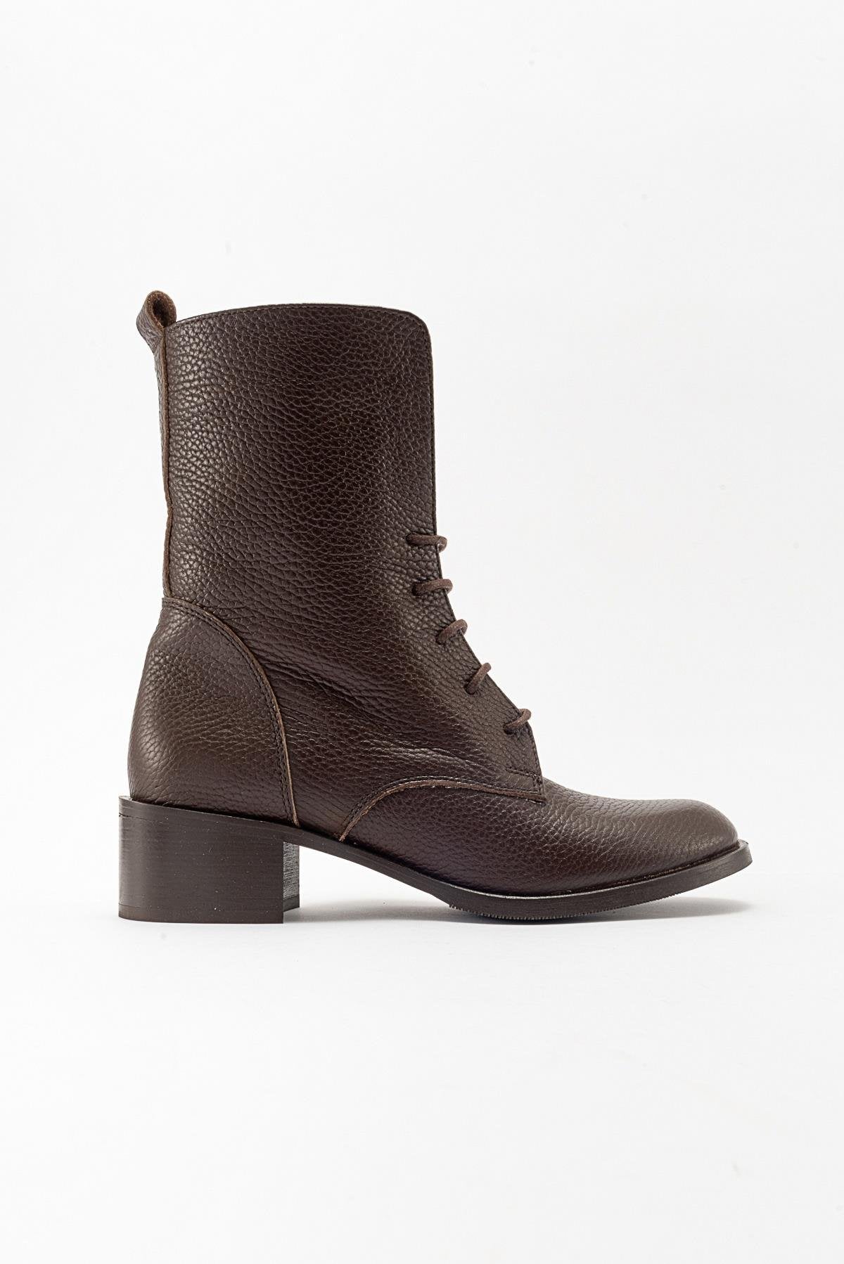 Lana Brown Leather Boot – top view showing leather, SimmiUnique