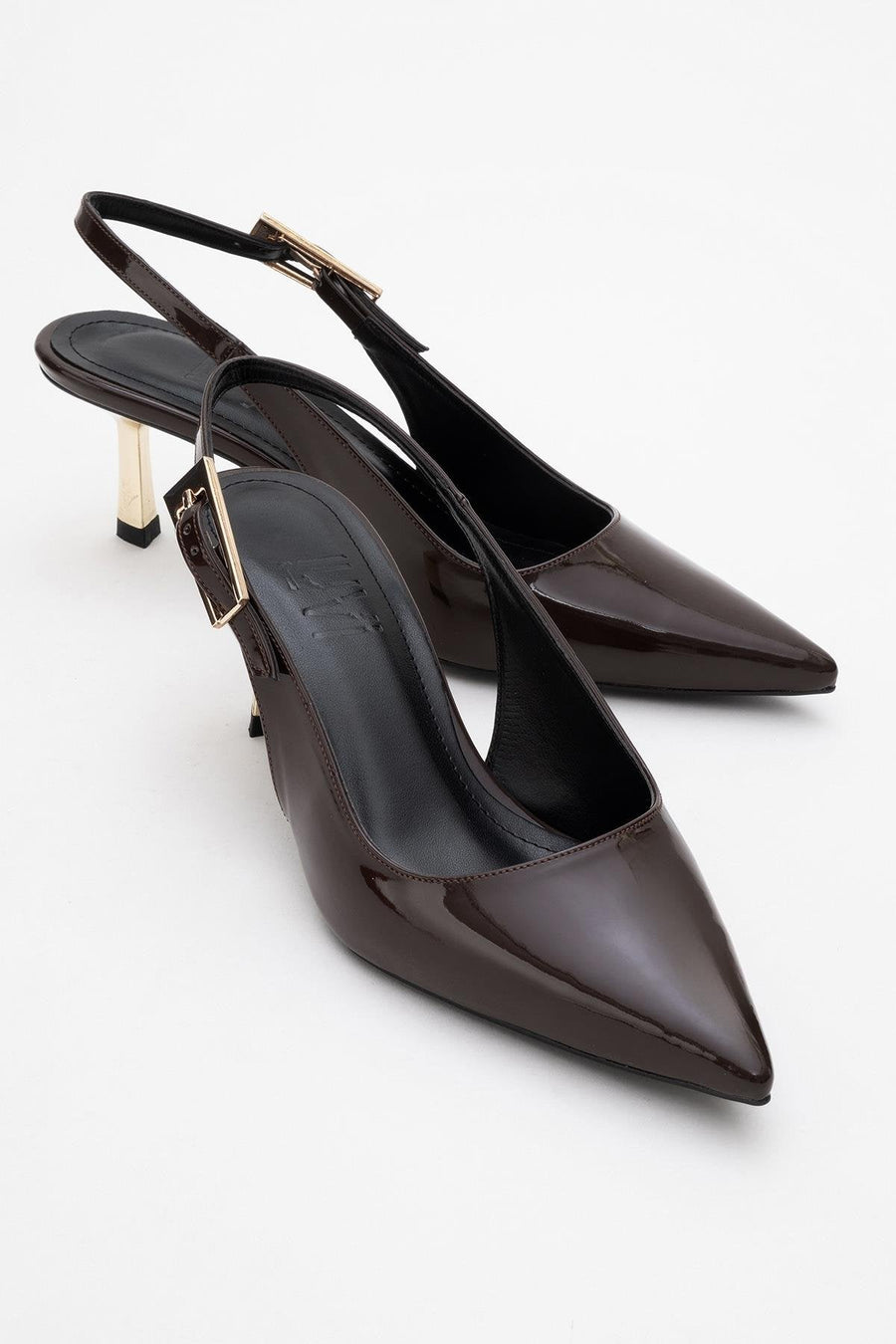Arty - Brown Patent Pointed Toe Slingback Stiletto