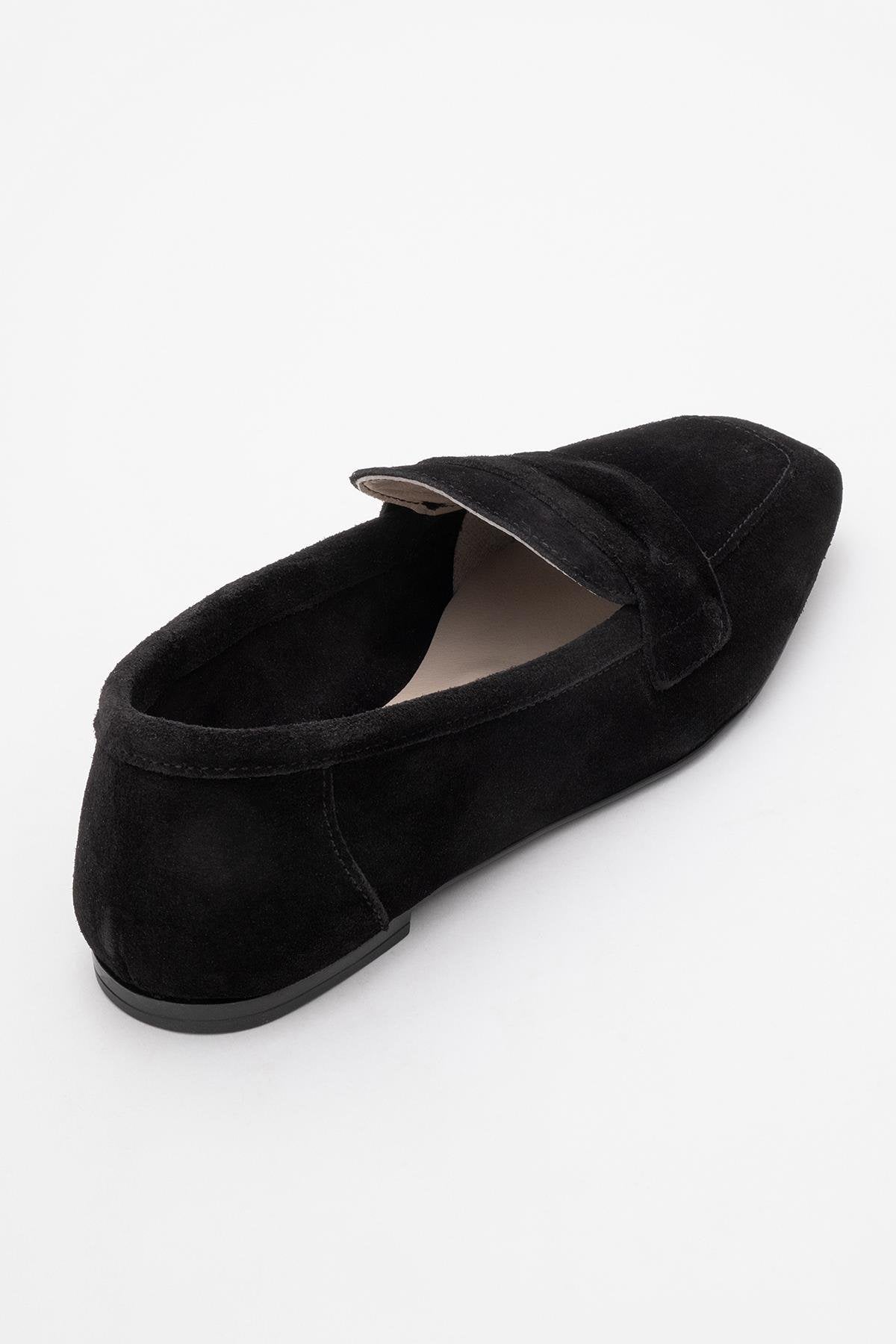 Morne - Black Suede Leather Loafers – back view showing leather, suede, black, SimmiUnique