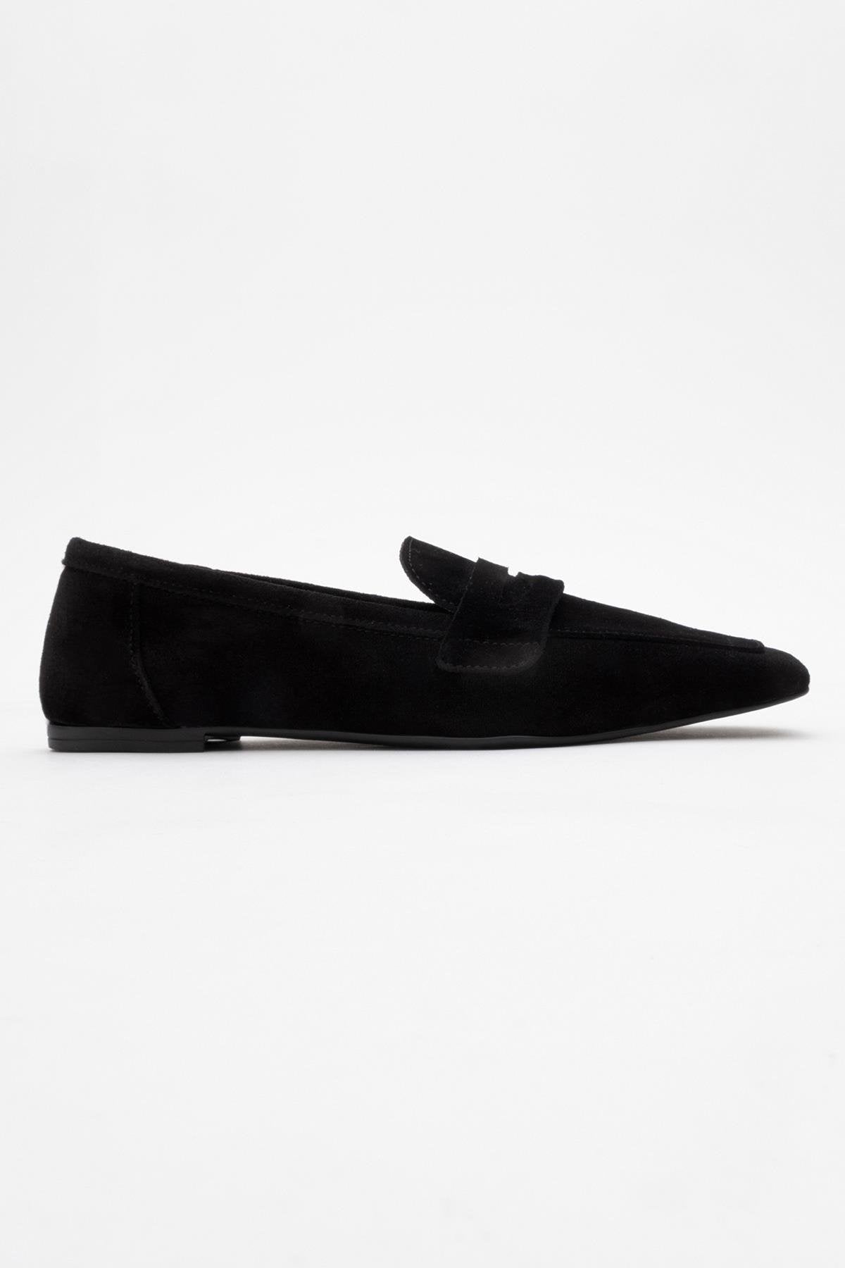 Morne - Black Suede Leather Loafers – top view showing leather, suede, black, SimmiUnique