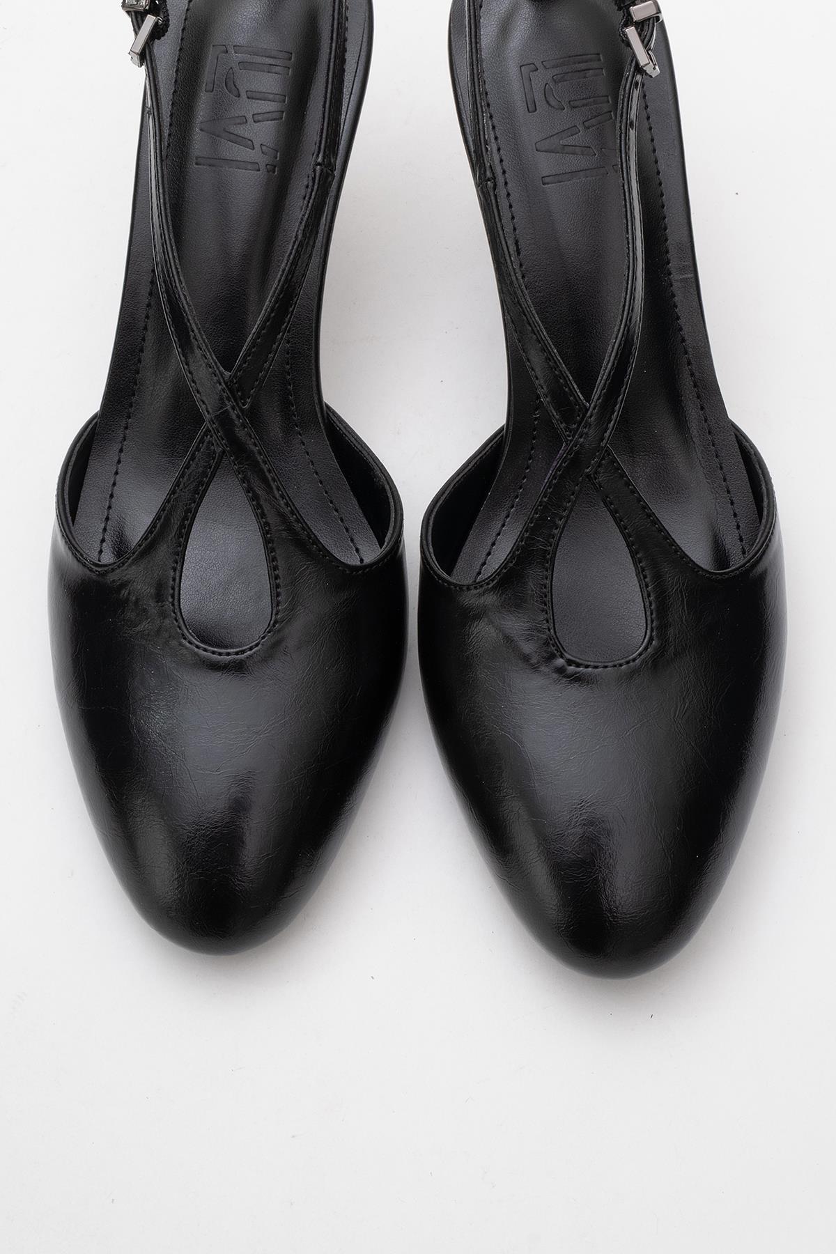 Agves - Black Heeled Sandal – side view showing leather, black, SimmiUnique
