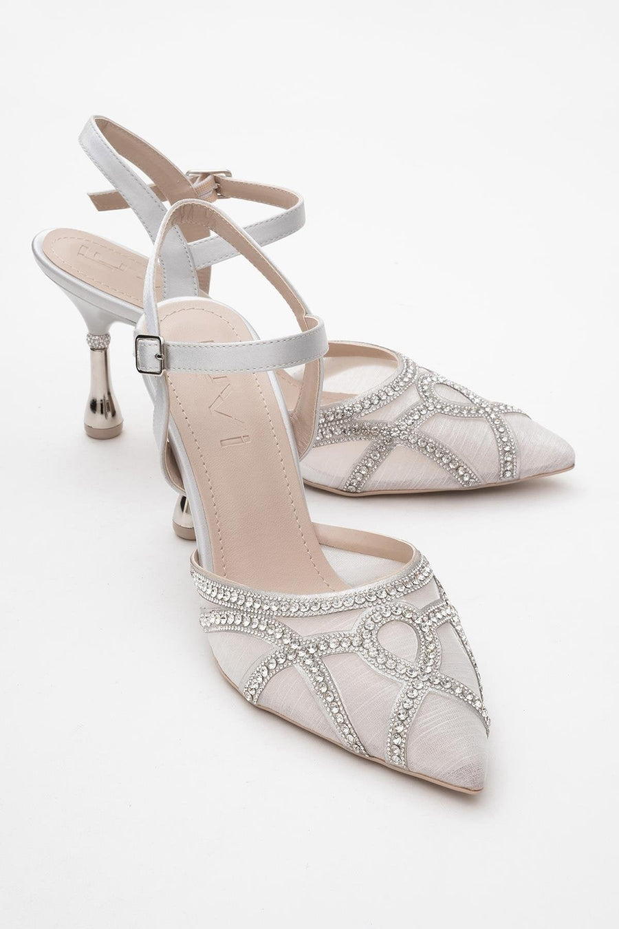Volby - Silver Embellished Evening Shoe