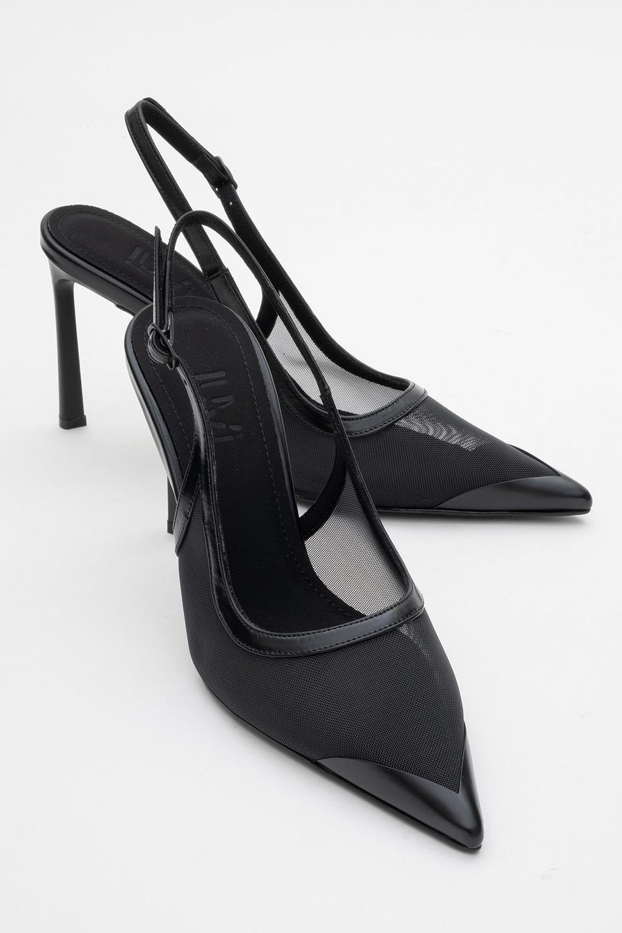 Venas - Black Mesh Slingback Stiletto