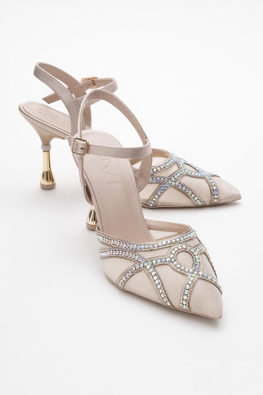 Volby - Beige Embellished Evening Shoe