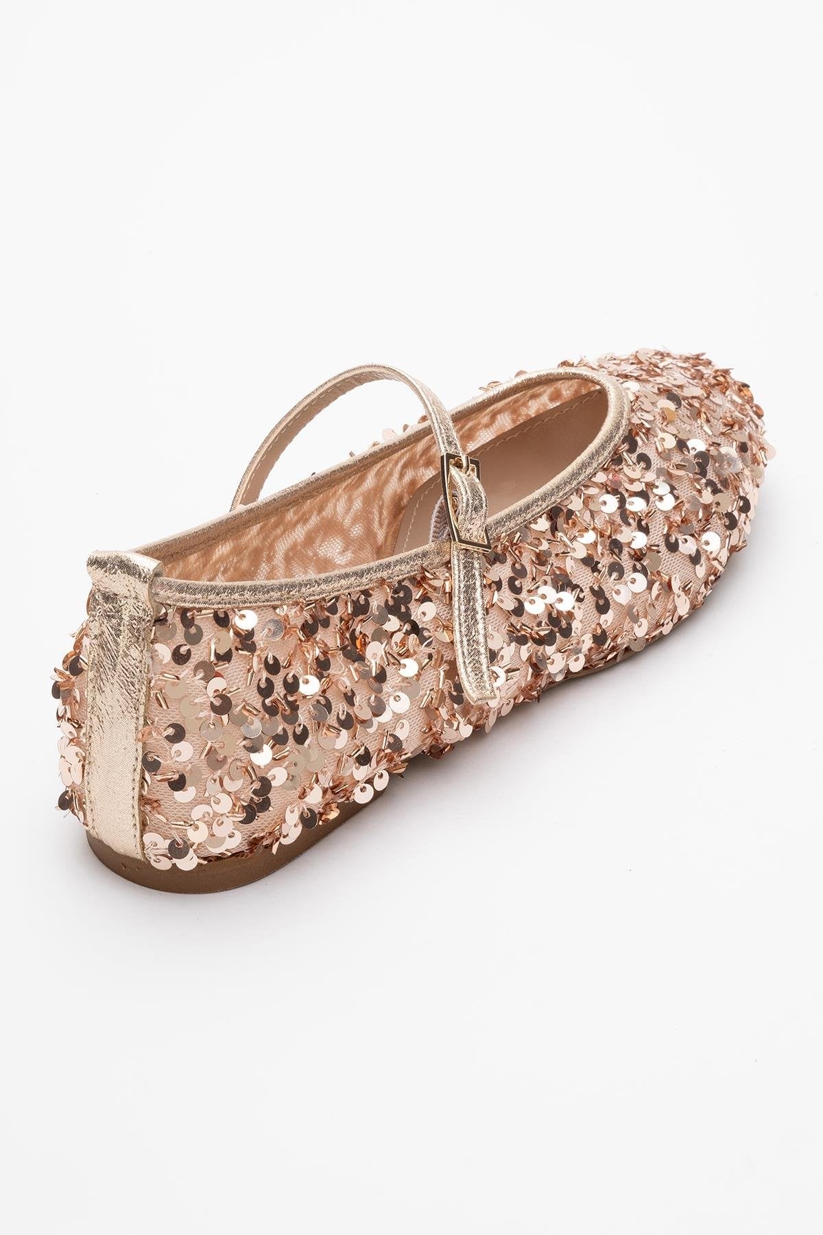 Lush - Rose Sequin Single-Band Ballet Flat – back view showing leather, sequin, mesh, SimmiUnique