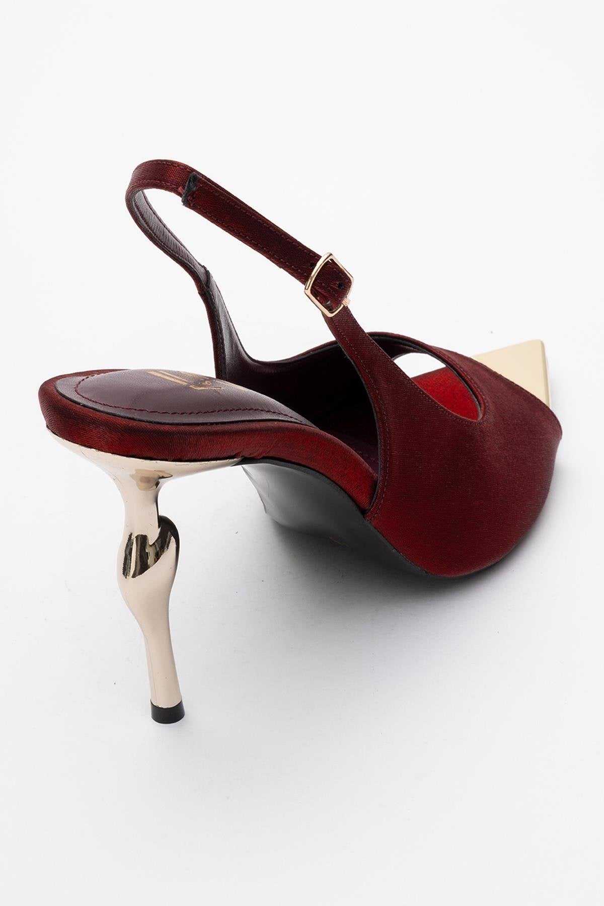 Barly - Burgundy Pointed Toe Stiletto Pump – back view showing elegant detailing, SimmiUnique