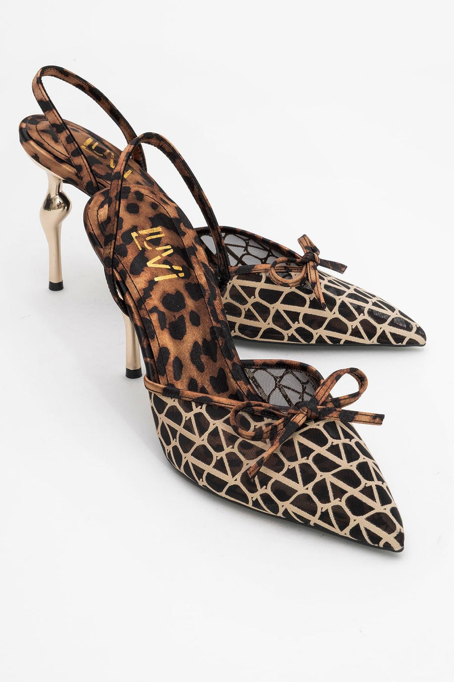 Peony - Black And Yellow Mesh Bow Pointed Toe Pump