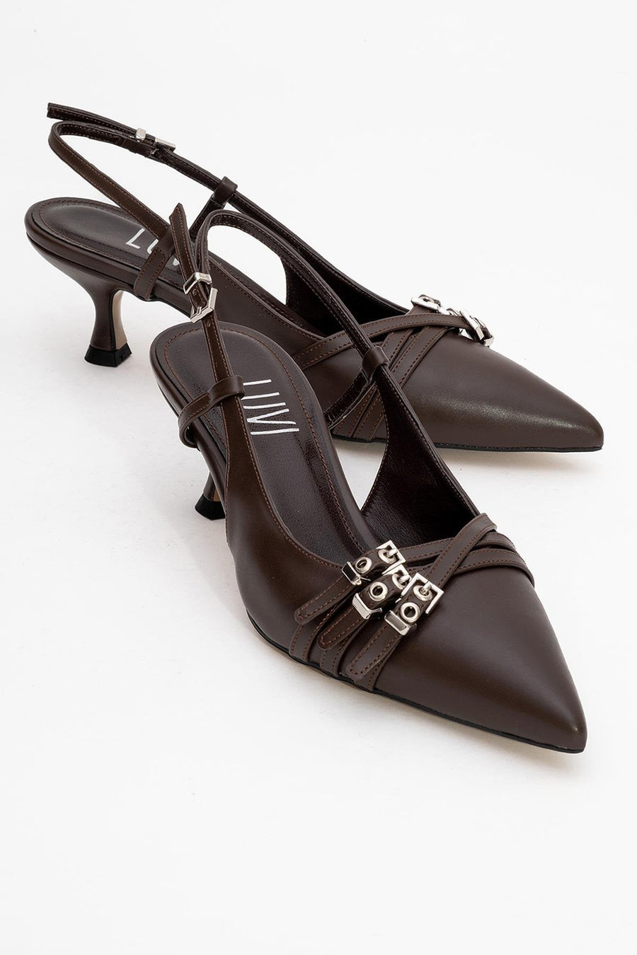 Woss - Brown Belt-Detail Heeled Shoe