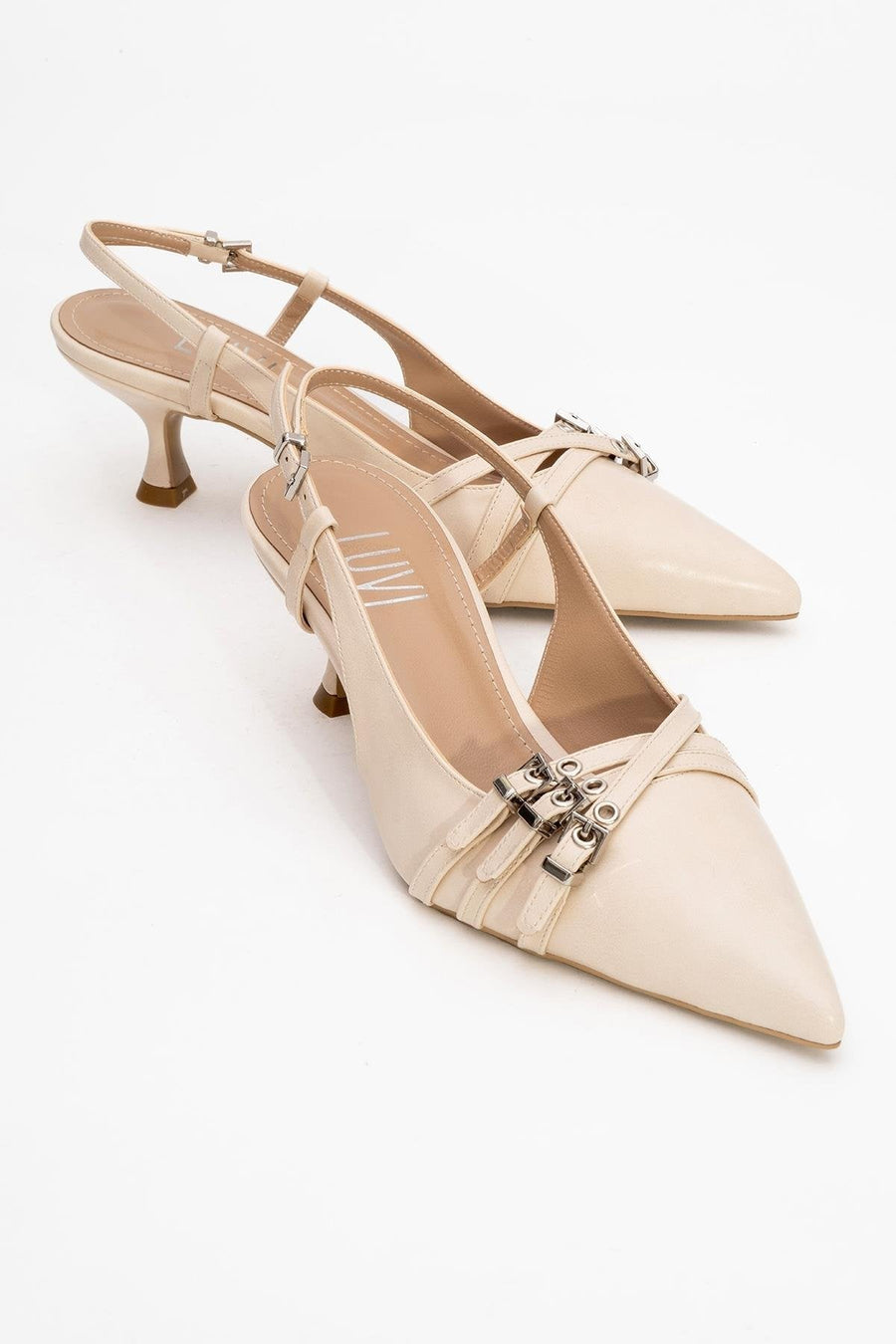 Woss - Beige Belt-Detail Heeled Shoe