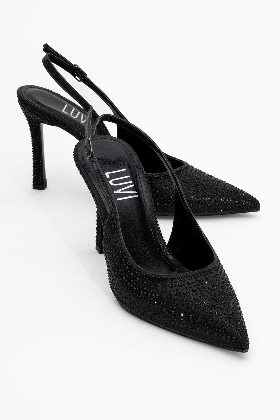 Roya - Black Jeweled Pointed Toe Stiletto