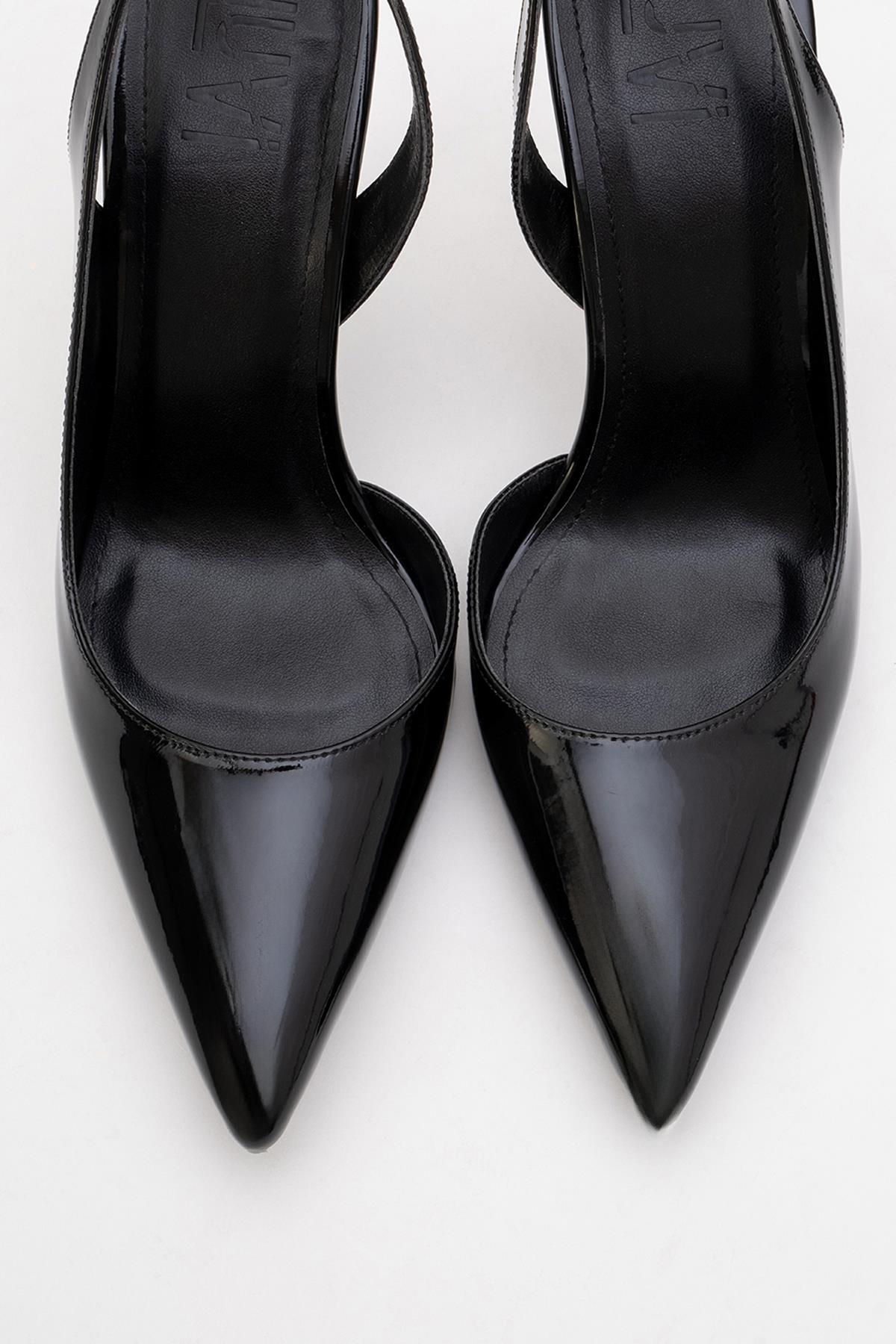 Twine - Black Patent Heeled Shoe – side view showing leather, black, SimmiUnique