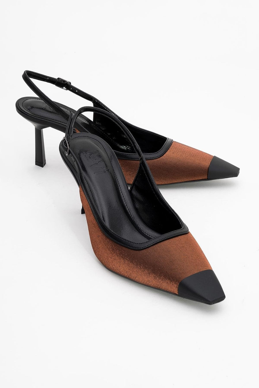 Alive - Copper Satin Matte Toe Detail Heeled Shoe