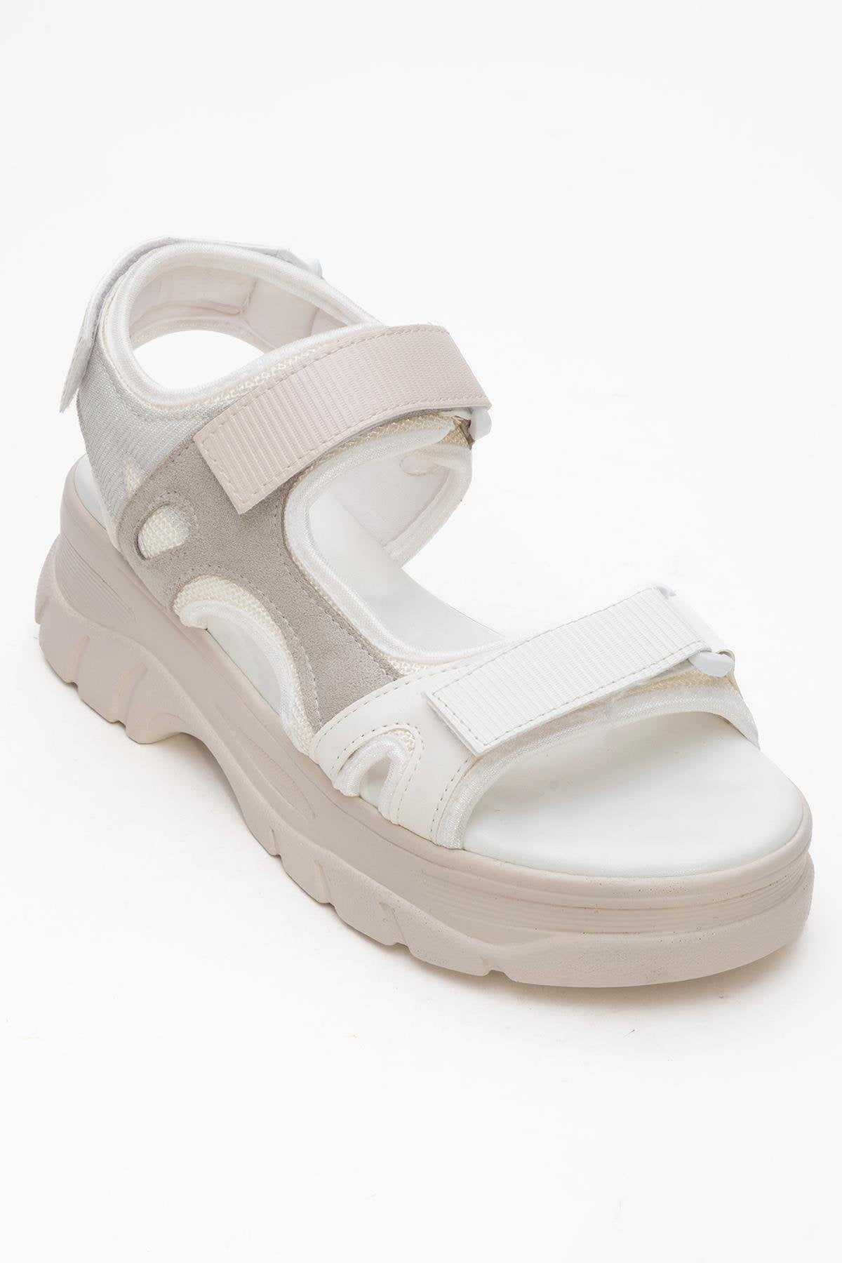 4740 - White Patent Sandal – detail view showing leather, white, SimmiUnique