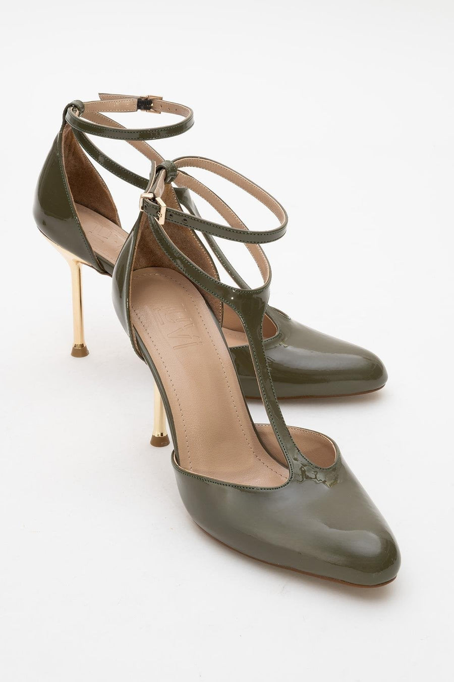 Jon - Khaki Patent Stiletto Pump