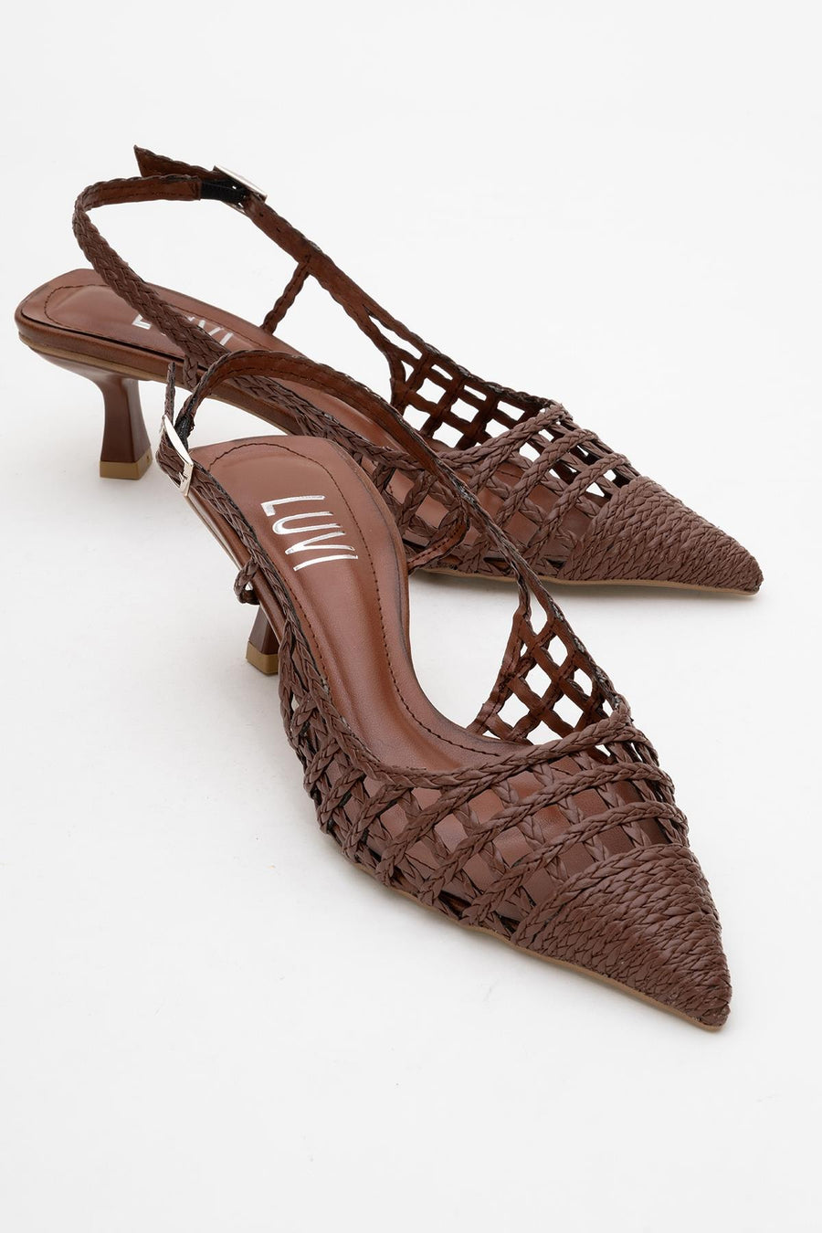 Heaven - Dark Cognac Open Back Low Heel Pump