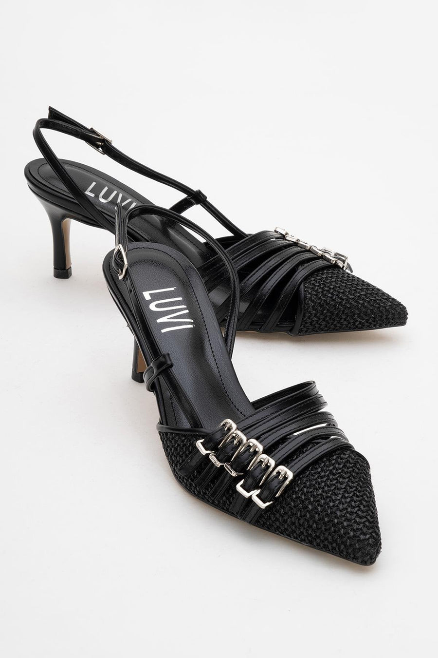 Zenith - Black Slingback Pointed Toe Heel