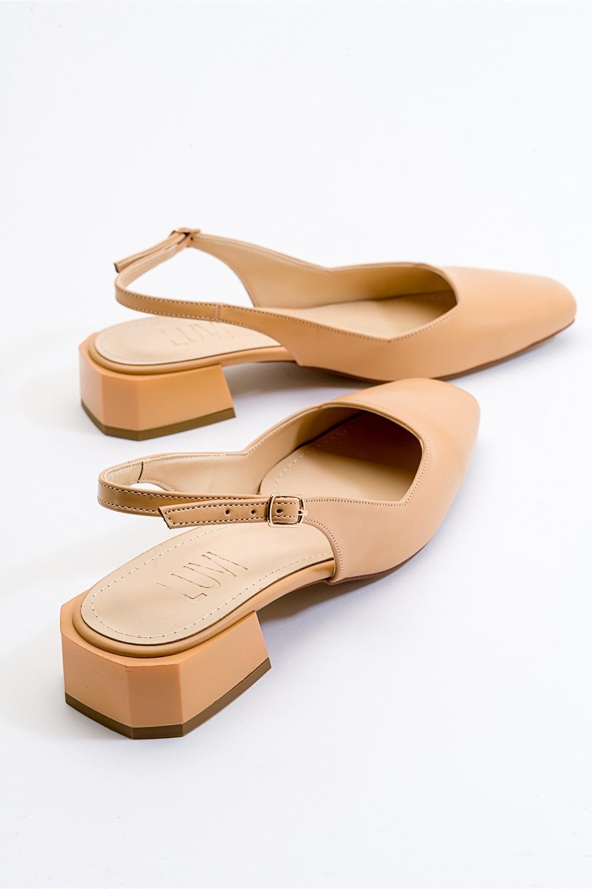 State - Taupe Heeled Shoe – side view showing leather, SimmiUnique