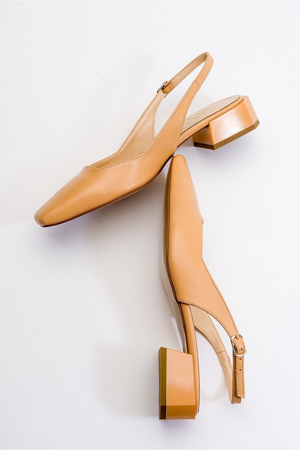 State - Taupe Heeled Shoe – detail view showing leather, SimmiUnique