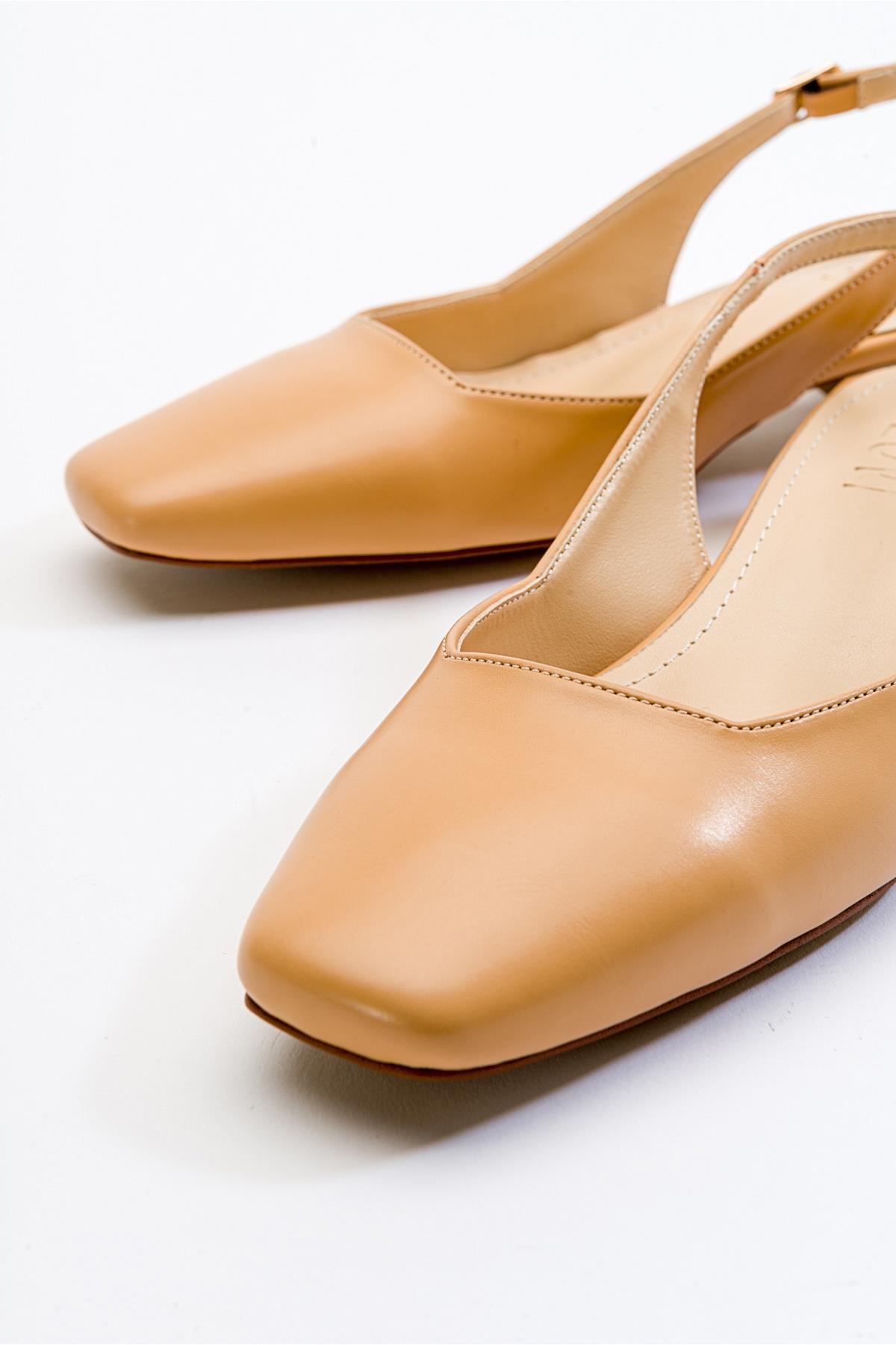State - Taupe Heeled Shoe – back view showing leather, SimmiUnique