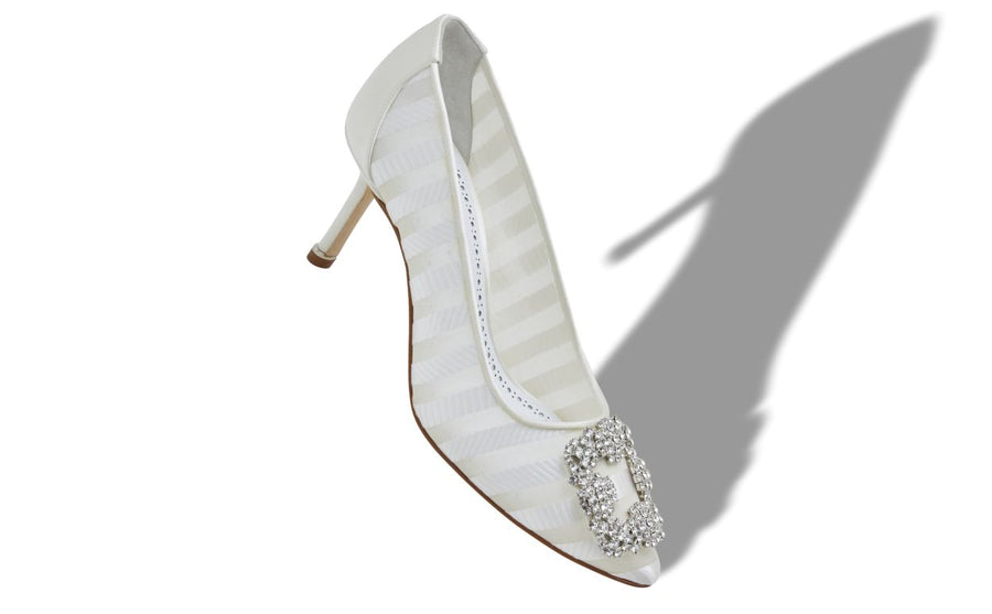 Bianca Pearl White Jewel Buckle Pumps