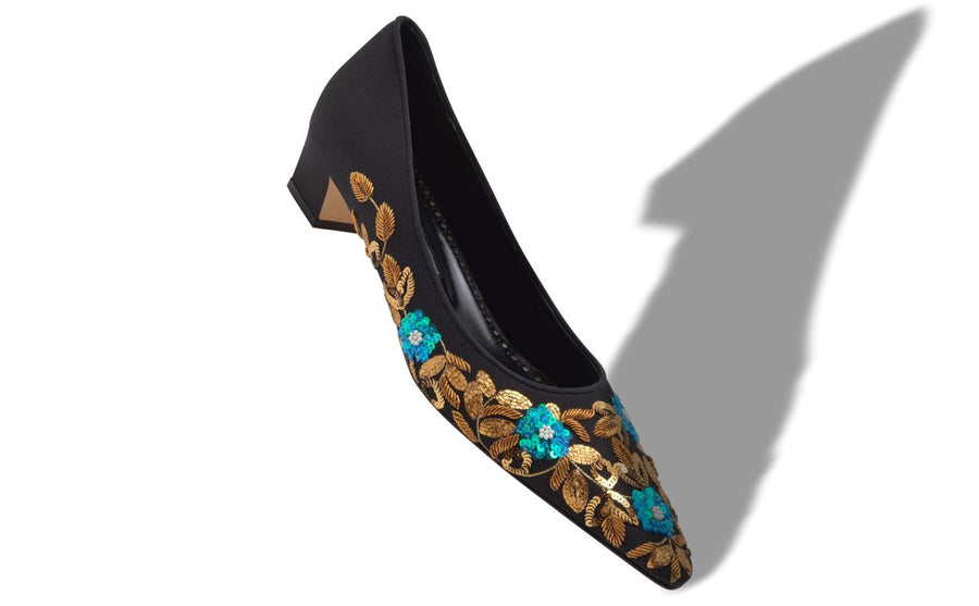 Aurelia Rose Black Embroidered Pumps
