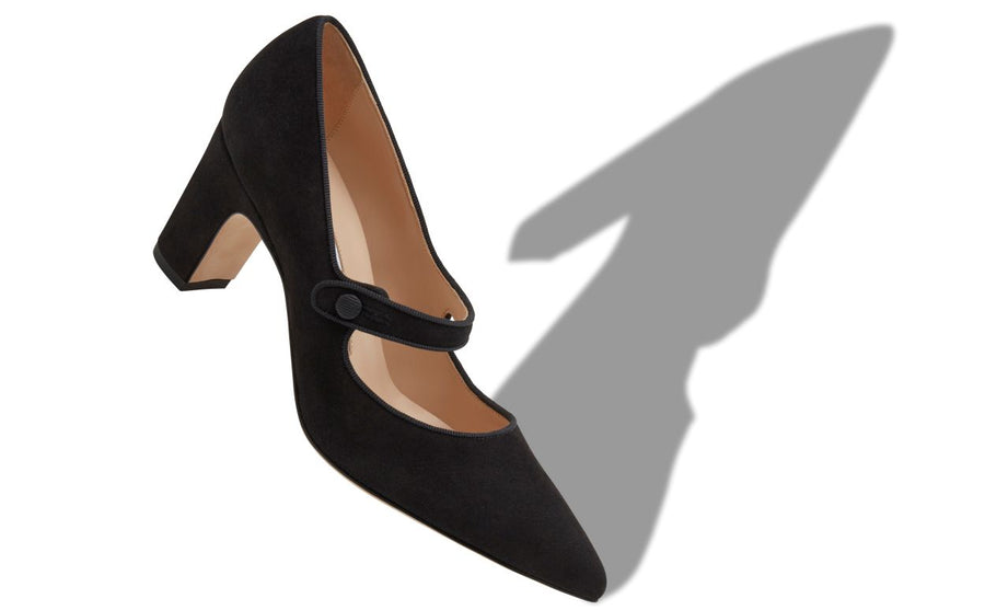 Elara Élan Black Pointed Toe Mary Jane Shoes