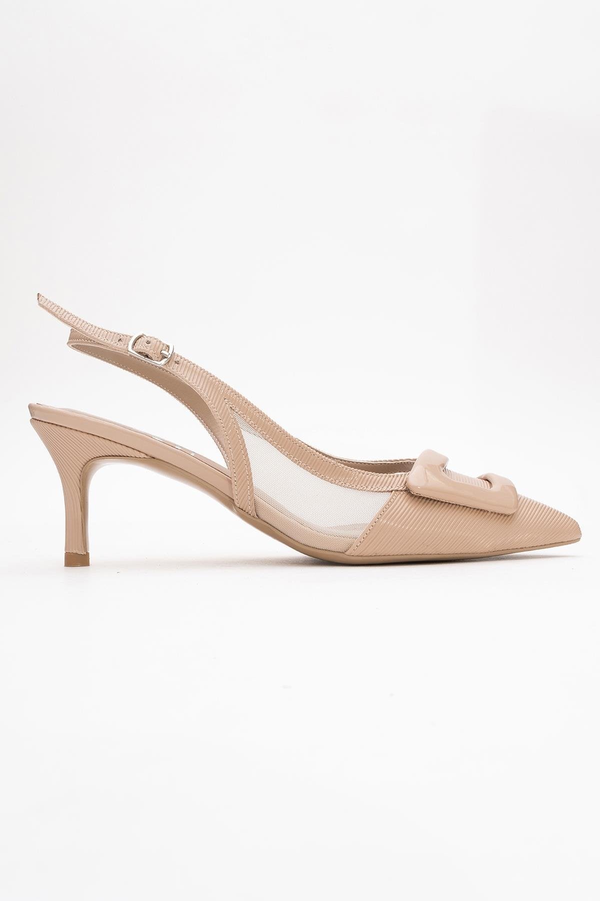Foley - Dark Beige Pointed Toe Backless Stiletto – top view showing leather, SimmiUnique