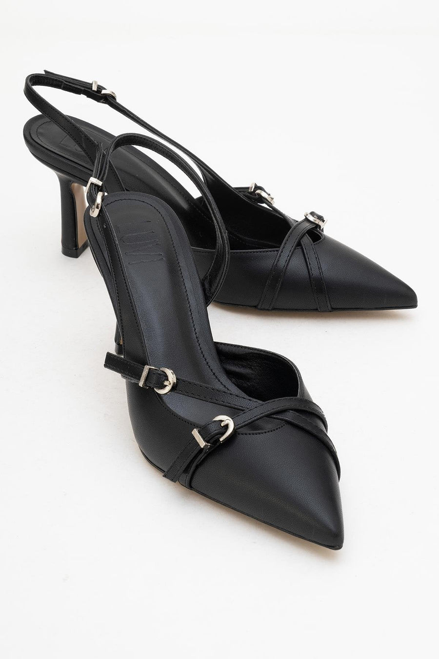 Biana - Black Buckle Pointed Toe Pump