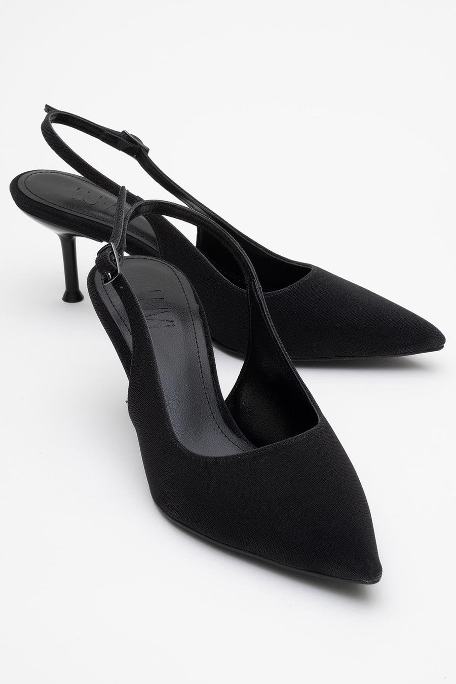 Caisa - Black Glitter Slingback Pointed Toe Pump