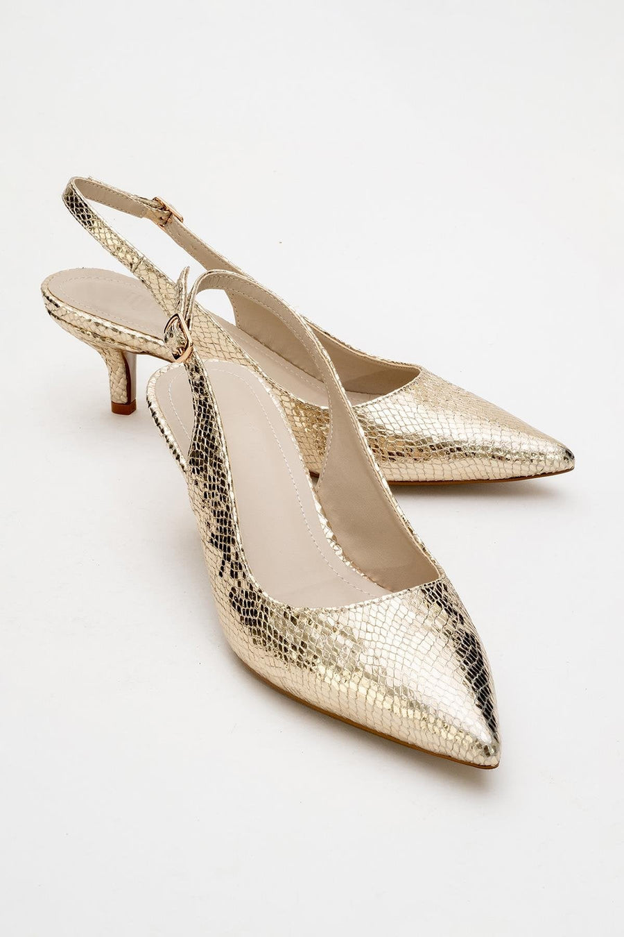 Value - Gold Patterned Heeled Shoe