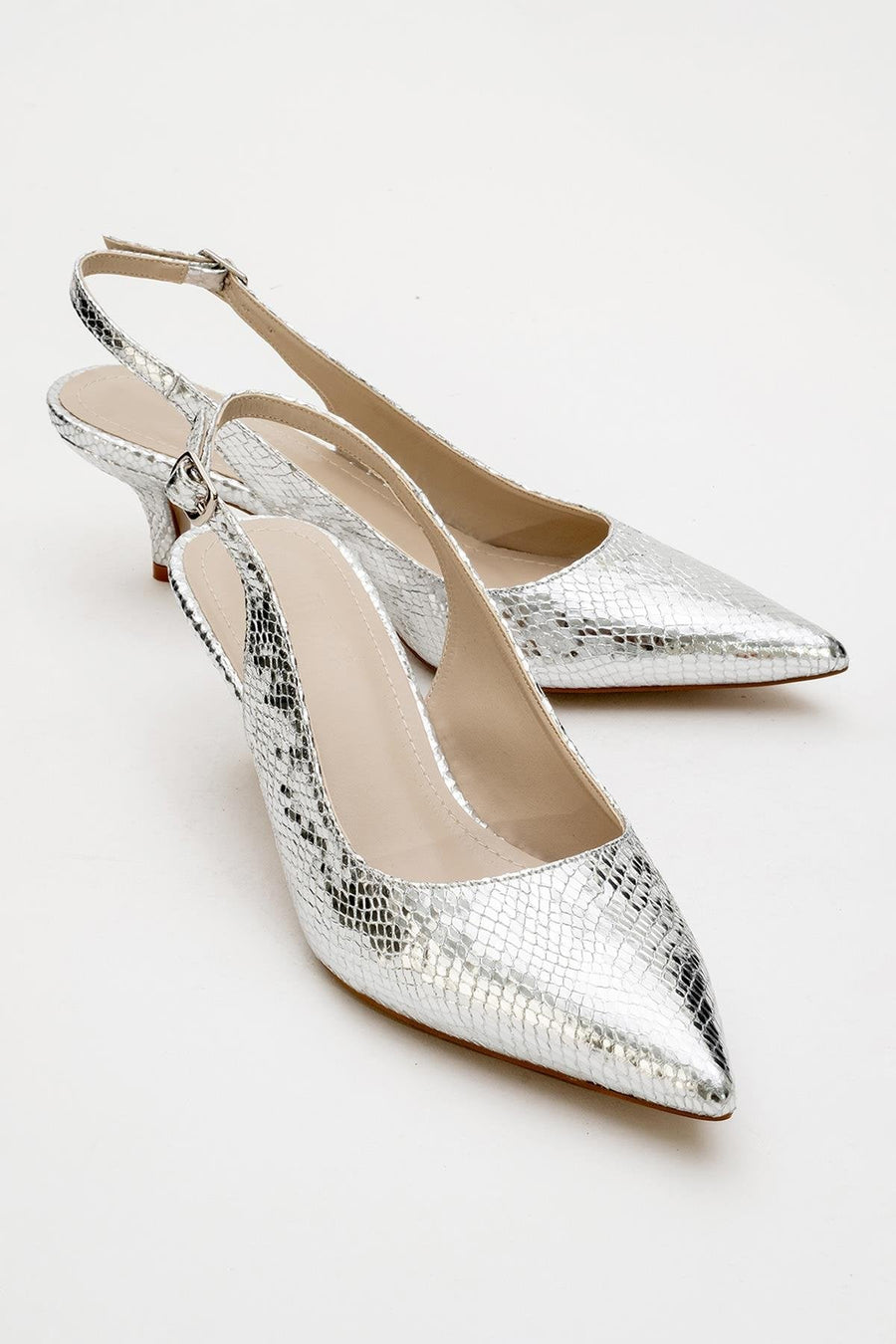 Value - Silver Patterned Heeled Shoe