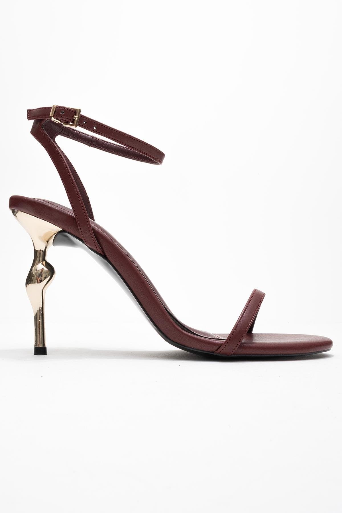 Jasmin - Burgundy Single Strap Heeled Shoe – top view showing leather, SimmiUnique