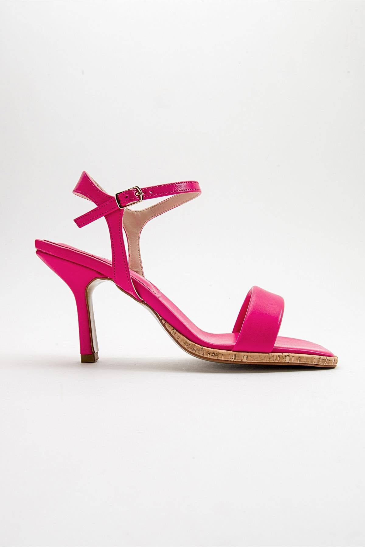 Novel - Fuchsia Heeled Shoe – top view showing leather, SimmiUnique