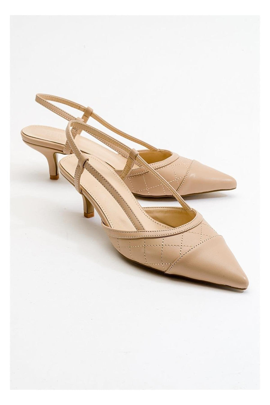 Goodge - Nude Pointed Toe Backless Heeled Pump